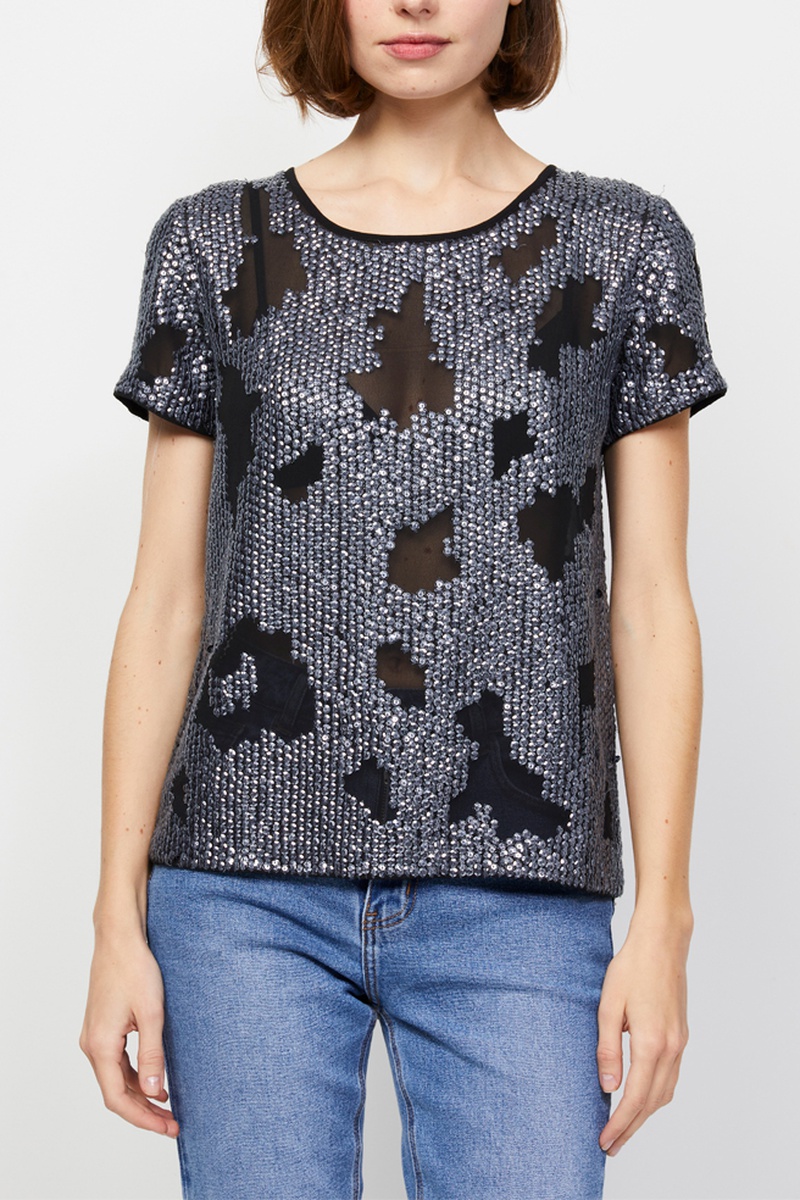 Top Noir et argenté