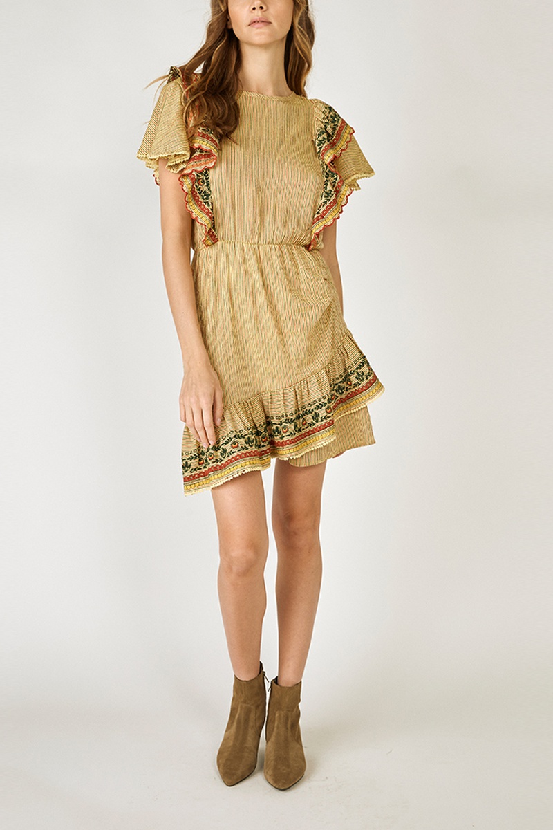 Robe volantée Moutarde