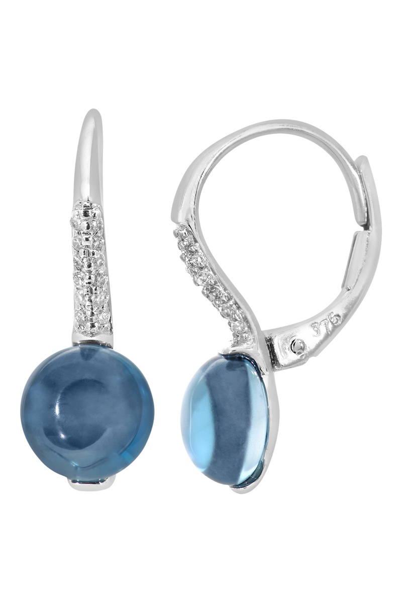 Boucles d'oreilles Or blanc, diamants et topaze