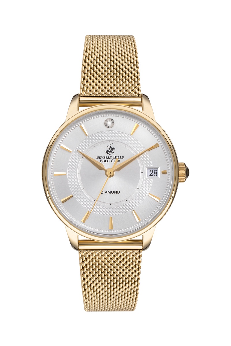 Montre à quartz en acier et diamant