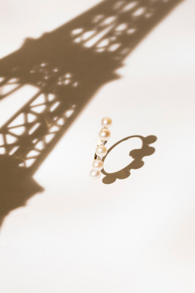 Bague Crown - Or jaune, perles de culture et diamants