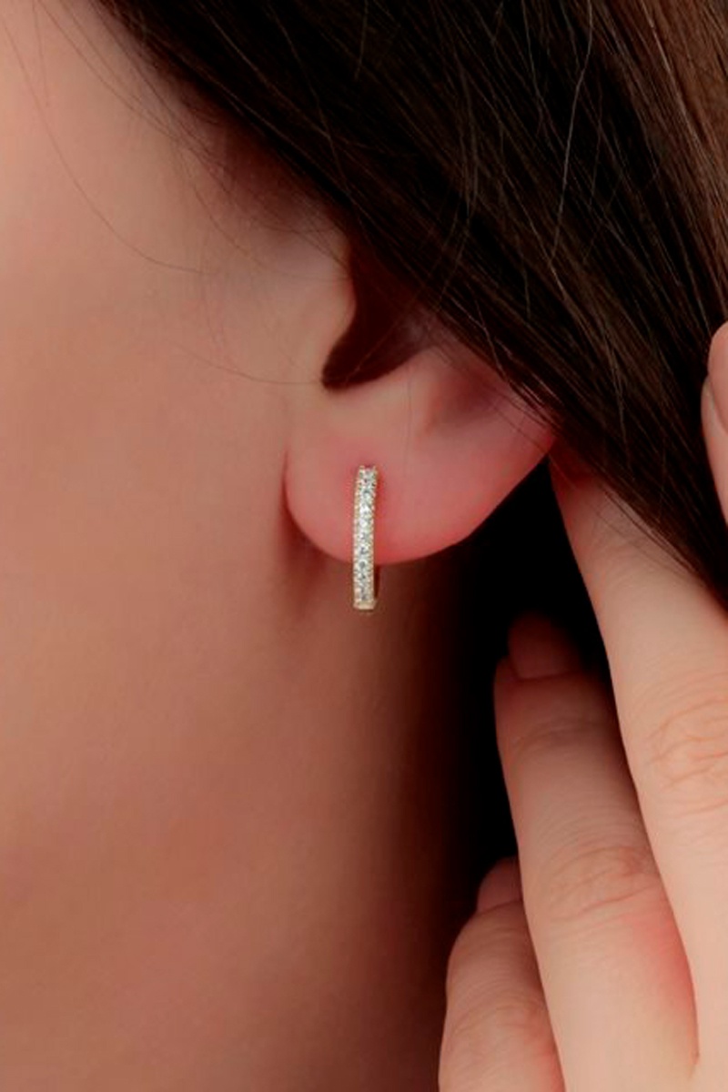 Créoles Argent plaqué or jaune et zircons