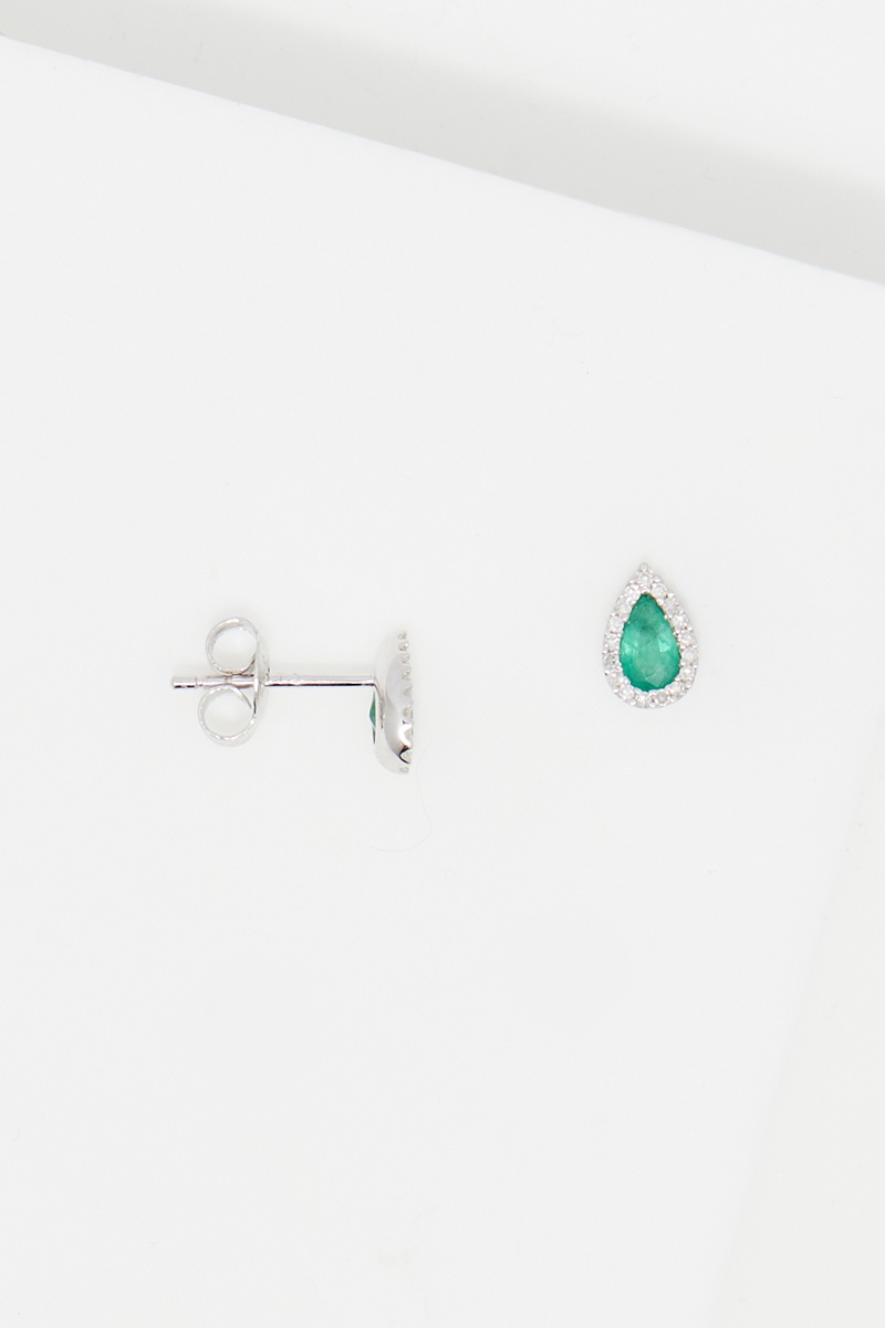 Puces Sunbury Or blanc, diamants et émeraudes