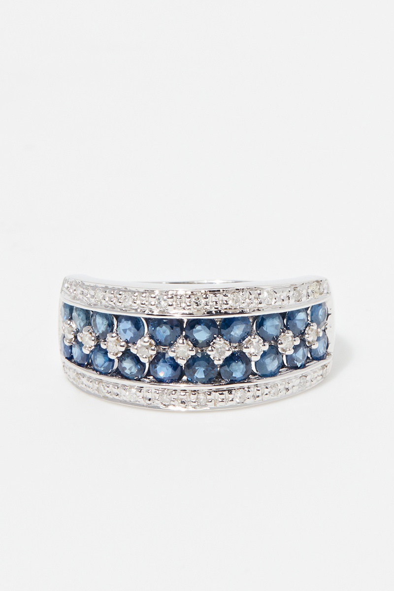 Bague Chemin des Saphirs Or blanc, diamants et saphirs