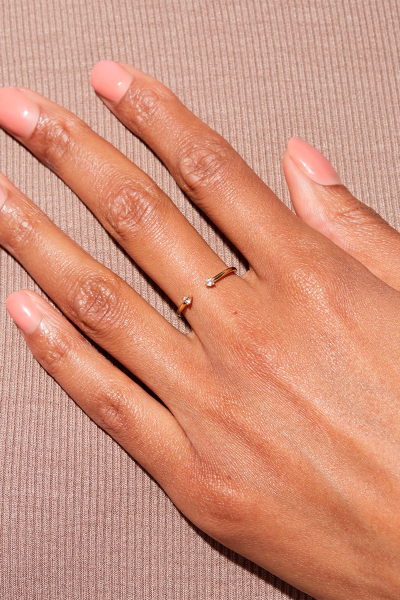  Bague Hailey dorée à l'or fin jaune Topaze 