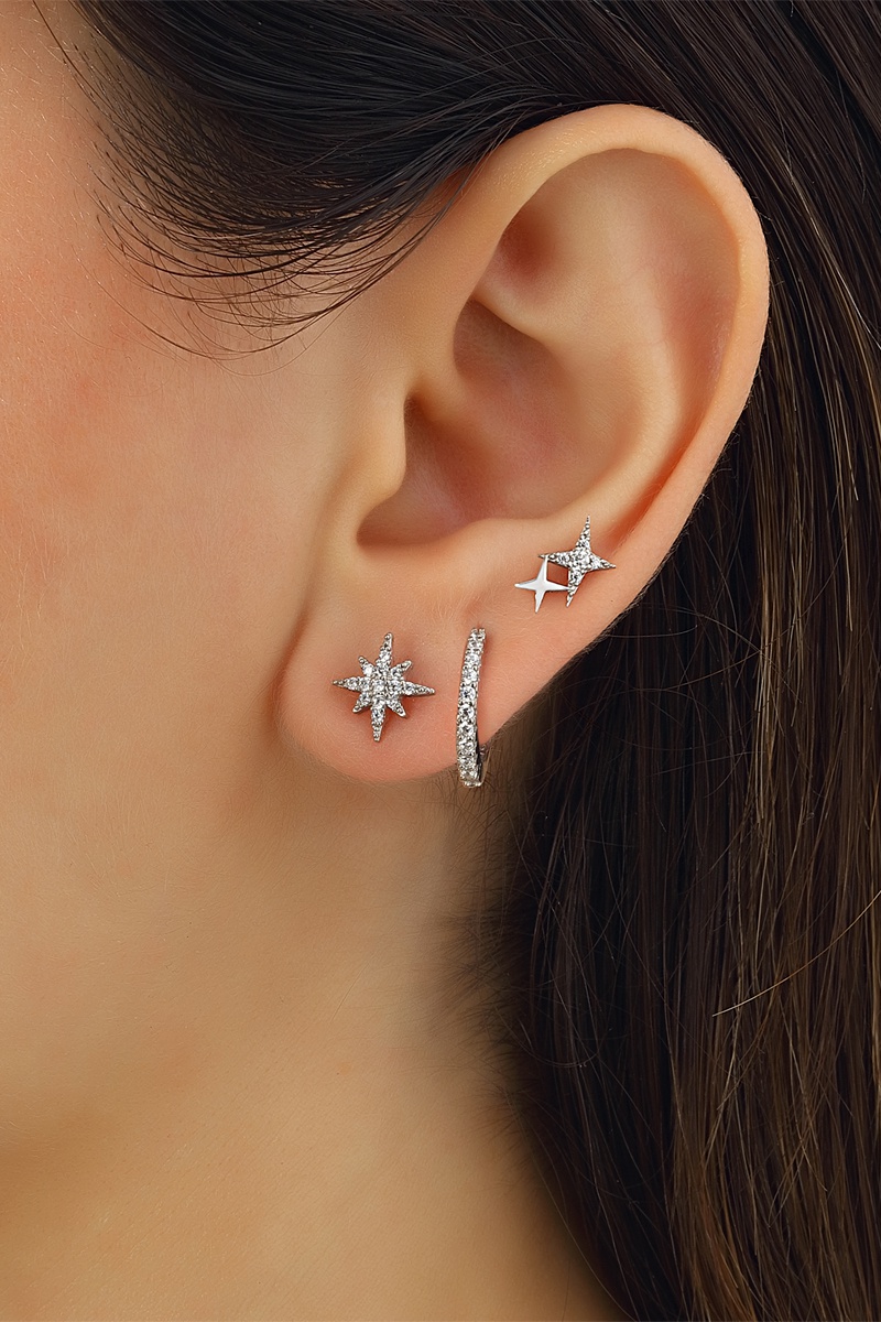 3 boucles d'oreilles Argent et zircons