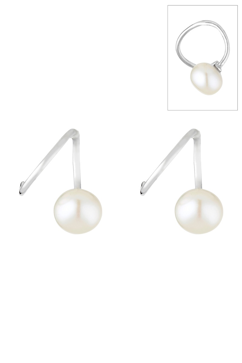 Boucles d'oreilles Joli Tourbillon Perle - Or blanc et perles d'eau douce