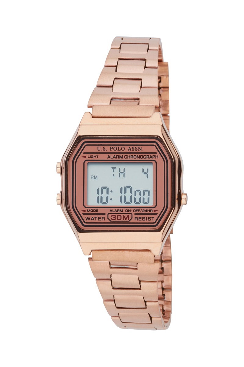 Montre digitale à quartz en plaqué or rose