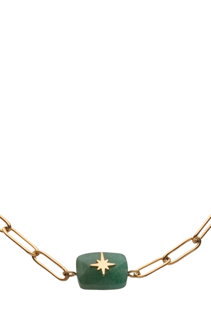 Collier Plaqué or jaune et aventurine
