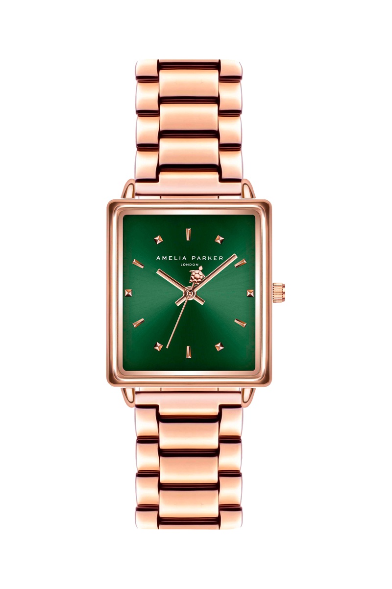 Montre à quartz en acier Joyful Journey - Doré rose et vert