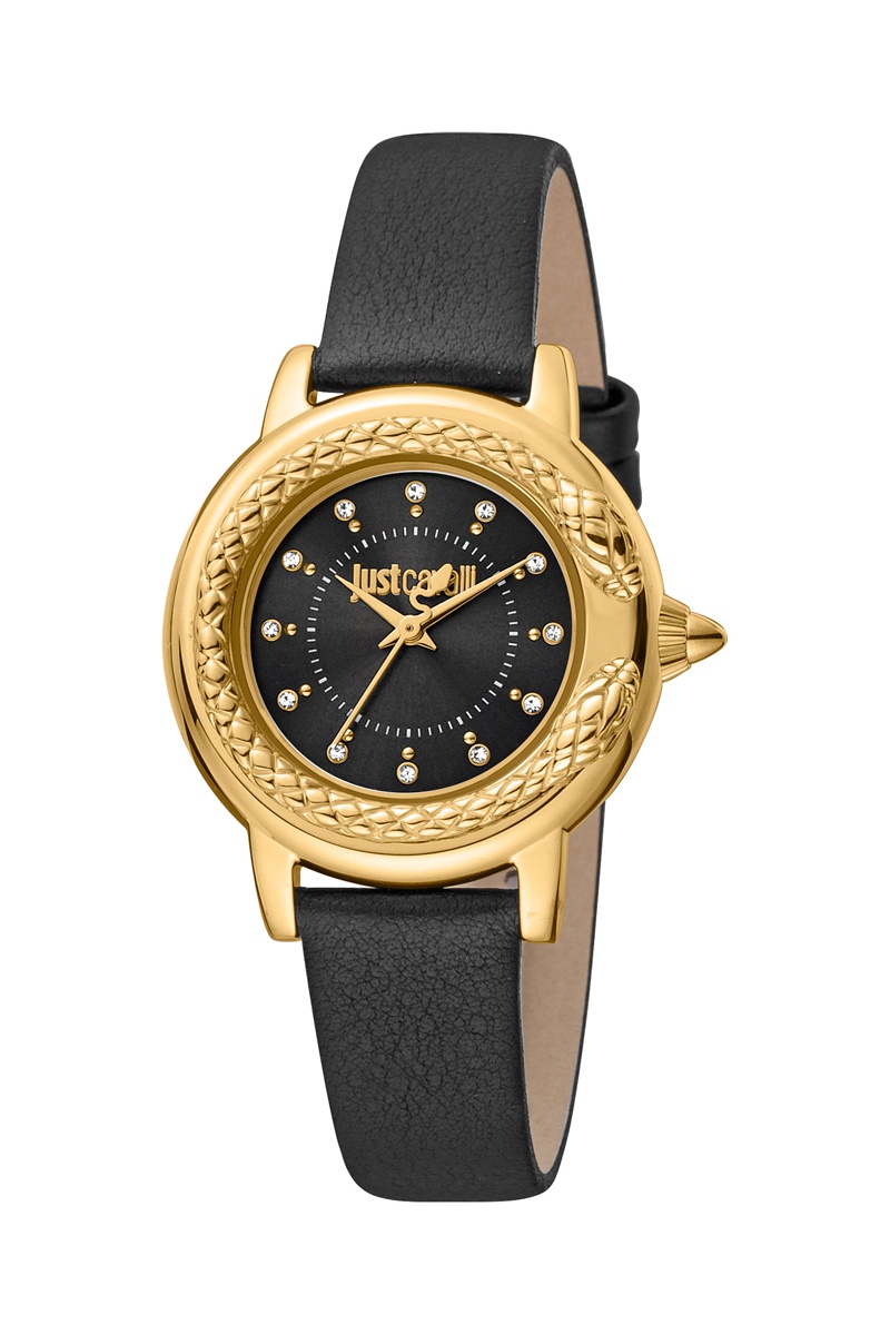 Montre à quartz en cuir Noir et doré