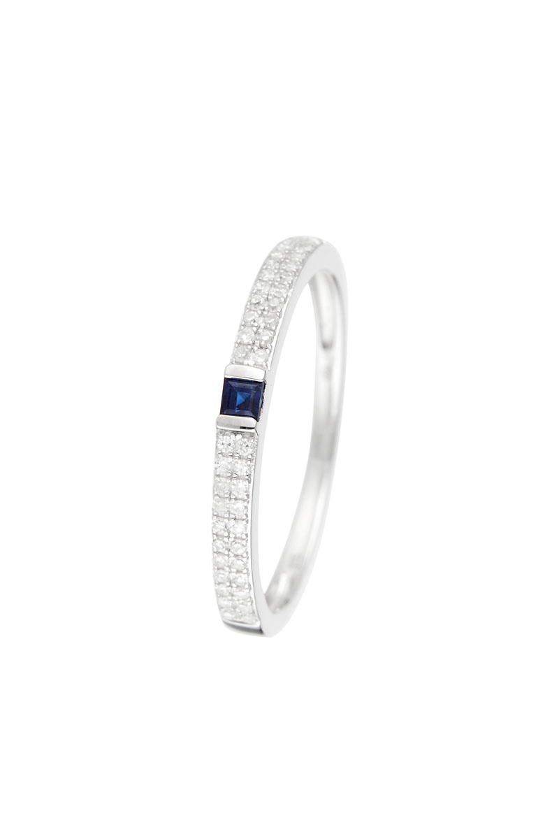 Bague Or blanc, diamants et saphir