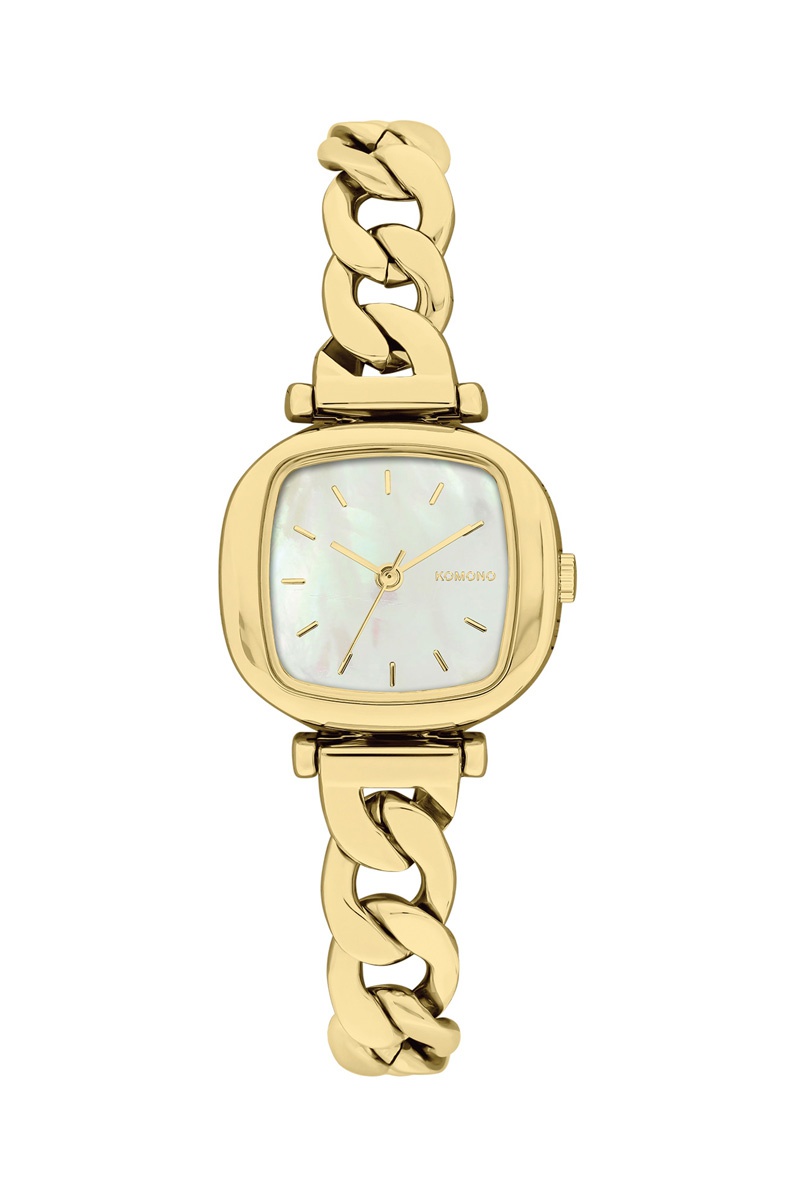 Montre à quartz en acier inoxydable Moneypenny Revolt Gold White Doré et blanc