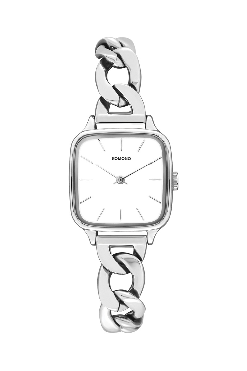 Montre à quartz en acier inoxydable Kate Revolt Silver White Argenté et blanc
