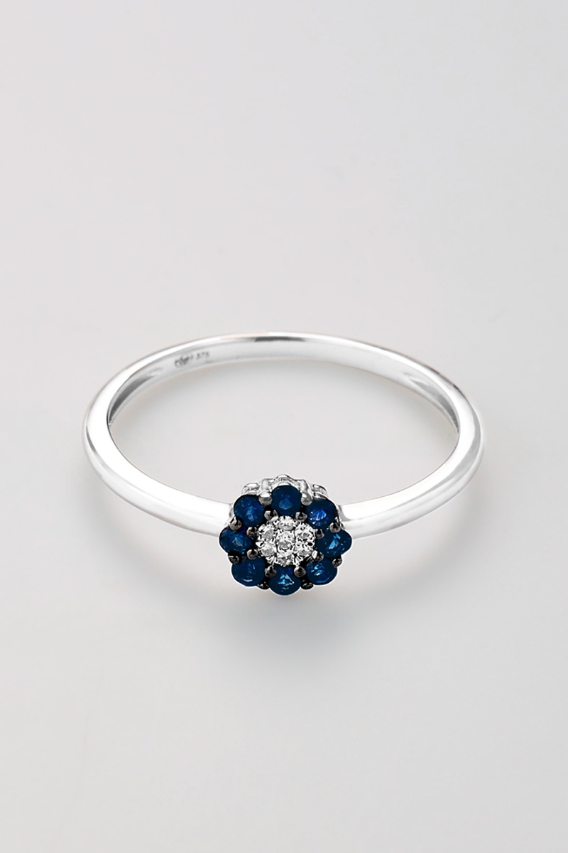 Bague Chailine Or blanc, diamants et saphirs