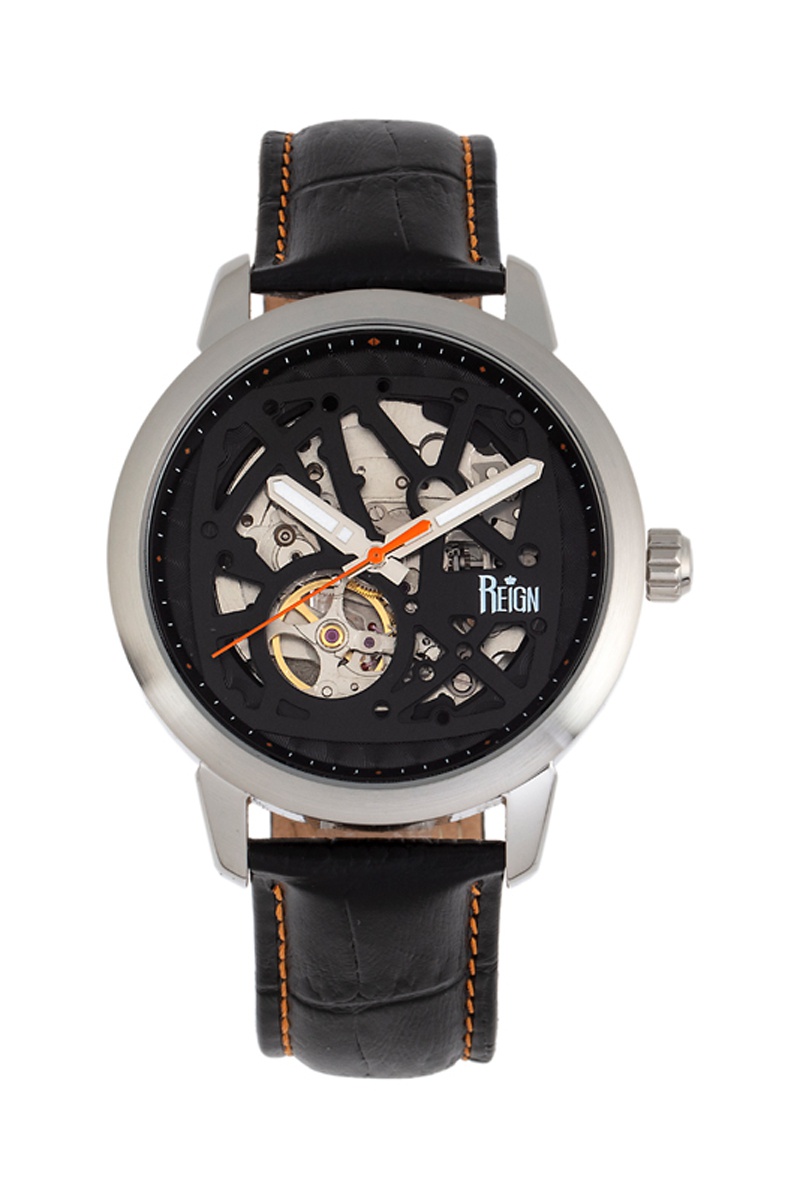 Montre automatique en cuir Rudolf - Noir et argenté