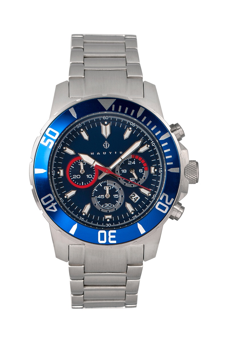 Montre à quartz en acier Dive Chrono 500 - Chronographe - Argenté et bleu