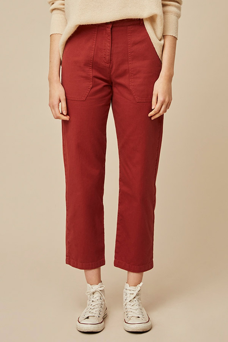 Pantalon droit 7/8 Coddy Rouge brique
