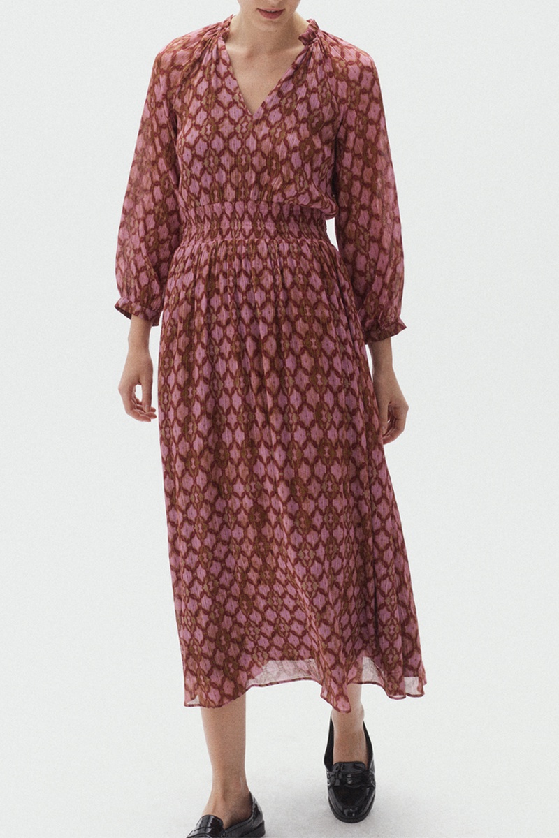 Robe midi Bella Rose et taupe