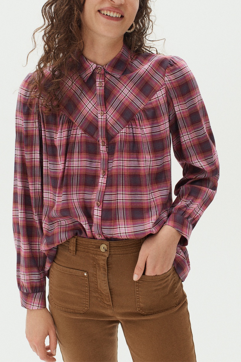 Chemisier Paulette Bordeaux et gris foncé chiné