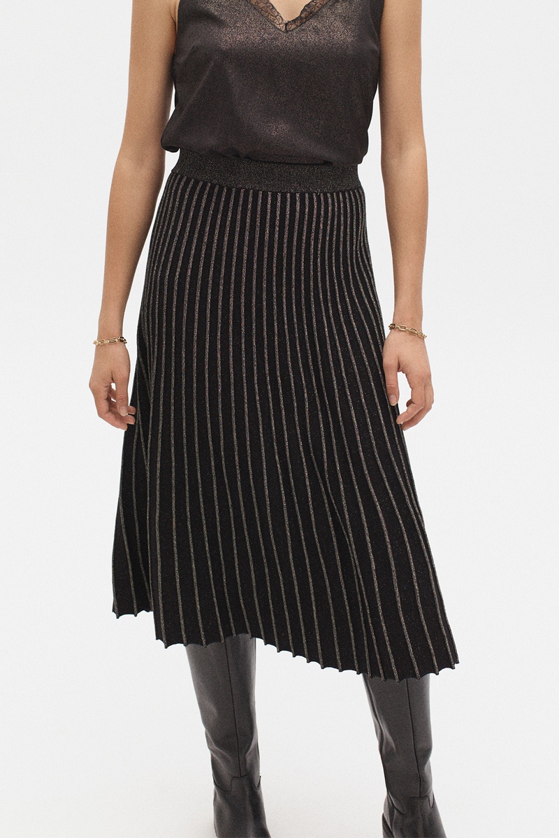 Jupe plissée taille haute May Noir