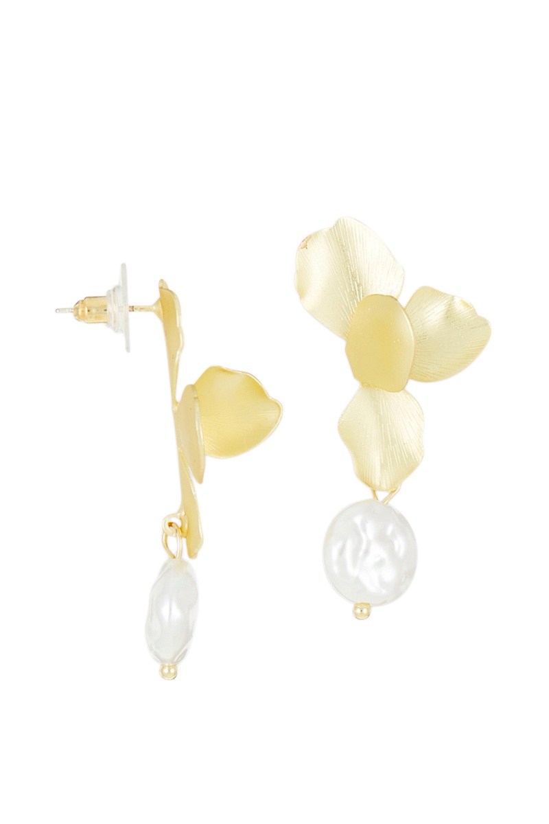 Boucles d'oreilles Doré et blanc