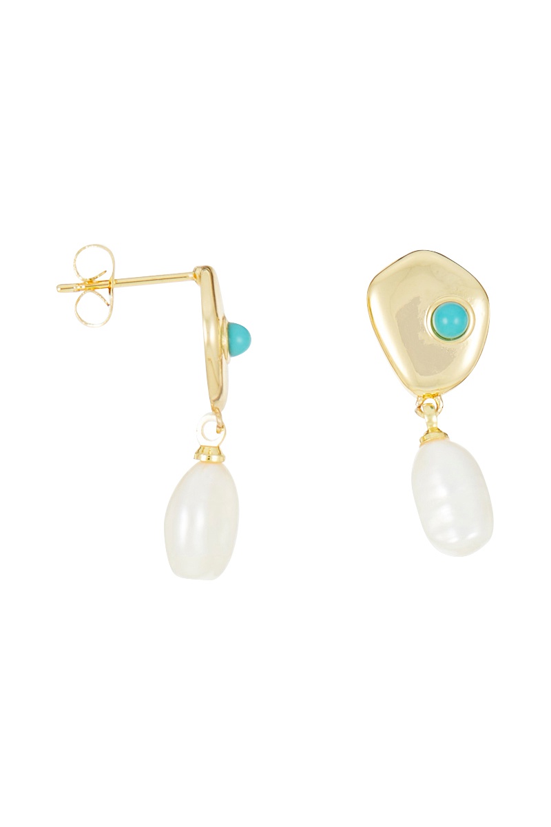 Boucles d'oreilles Doré et blanc