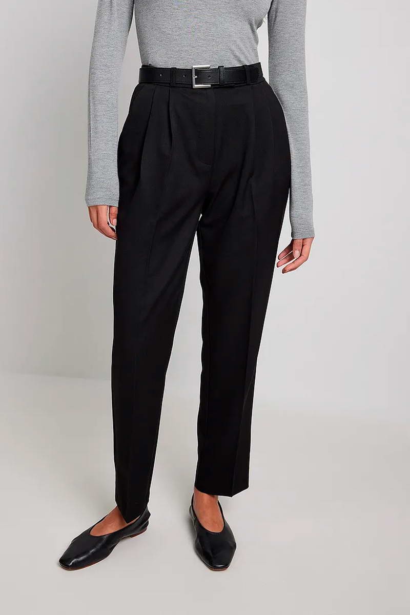 Pantalon carotte taille haute Noir