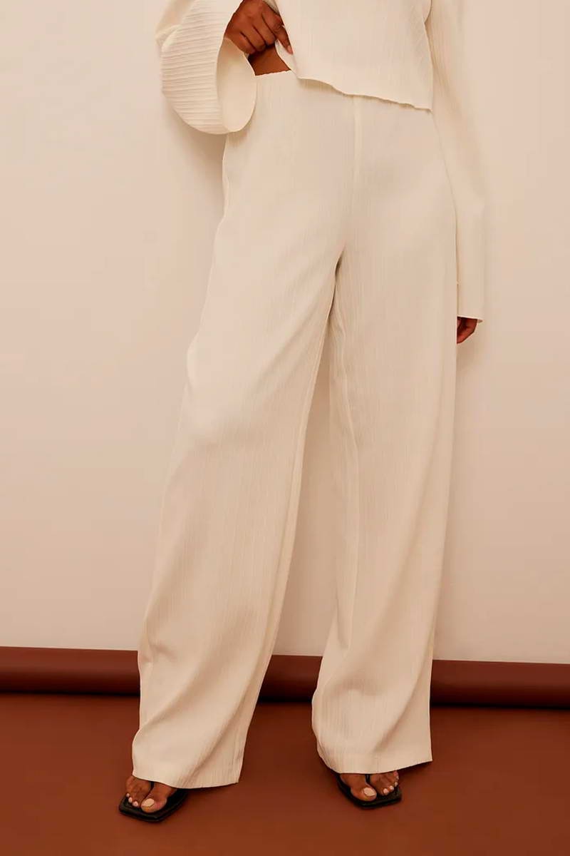 Pantalon wide legs taille haute Blanc