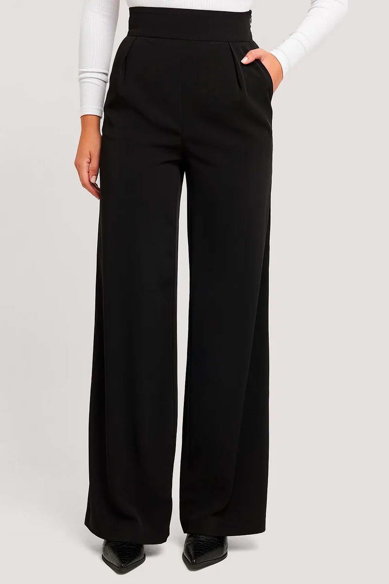 Pantalon wide legs taille haute Noir