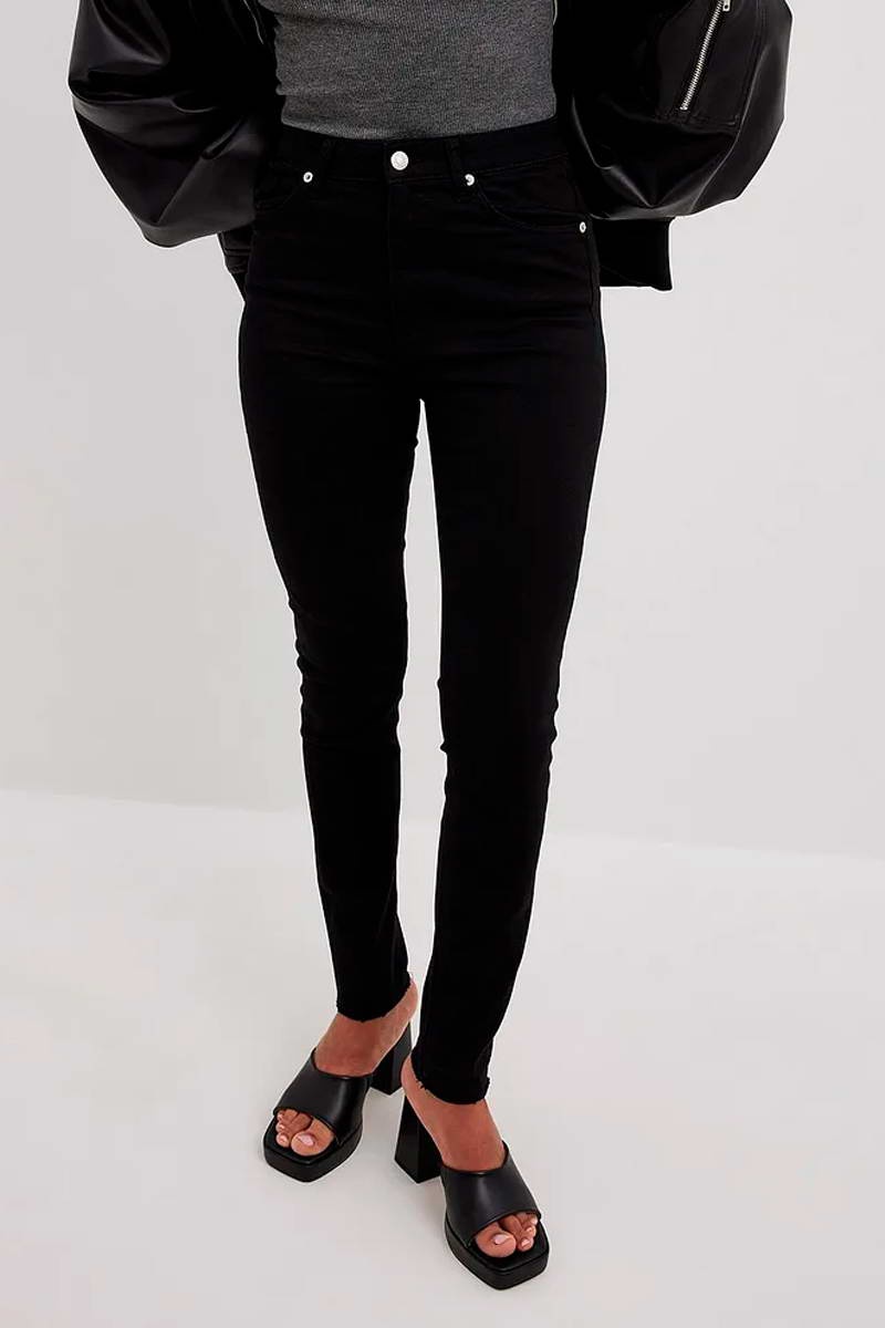 Jean skinny en coton biologique taille haute Noir