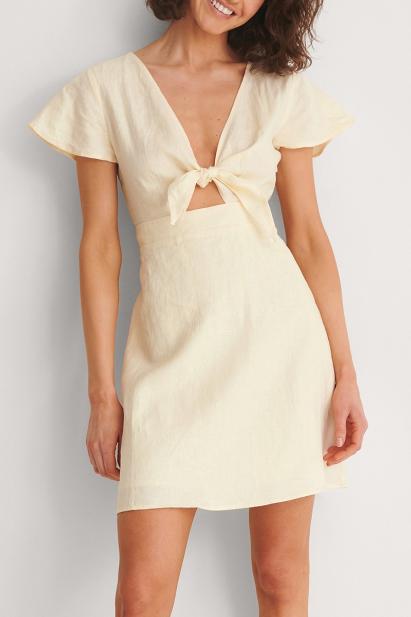 Robe droite en lin Ecru