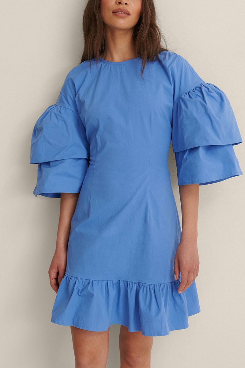 Robe volantée Bleu cobalt