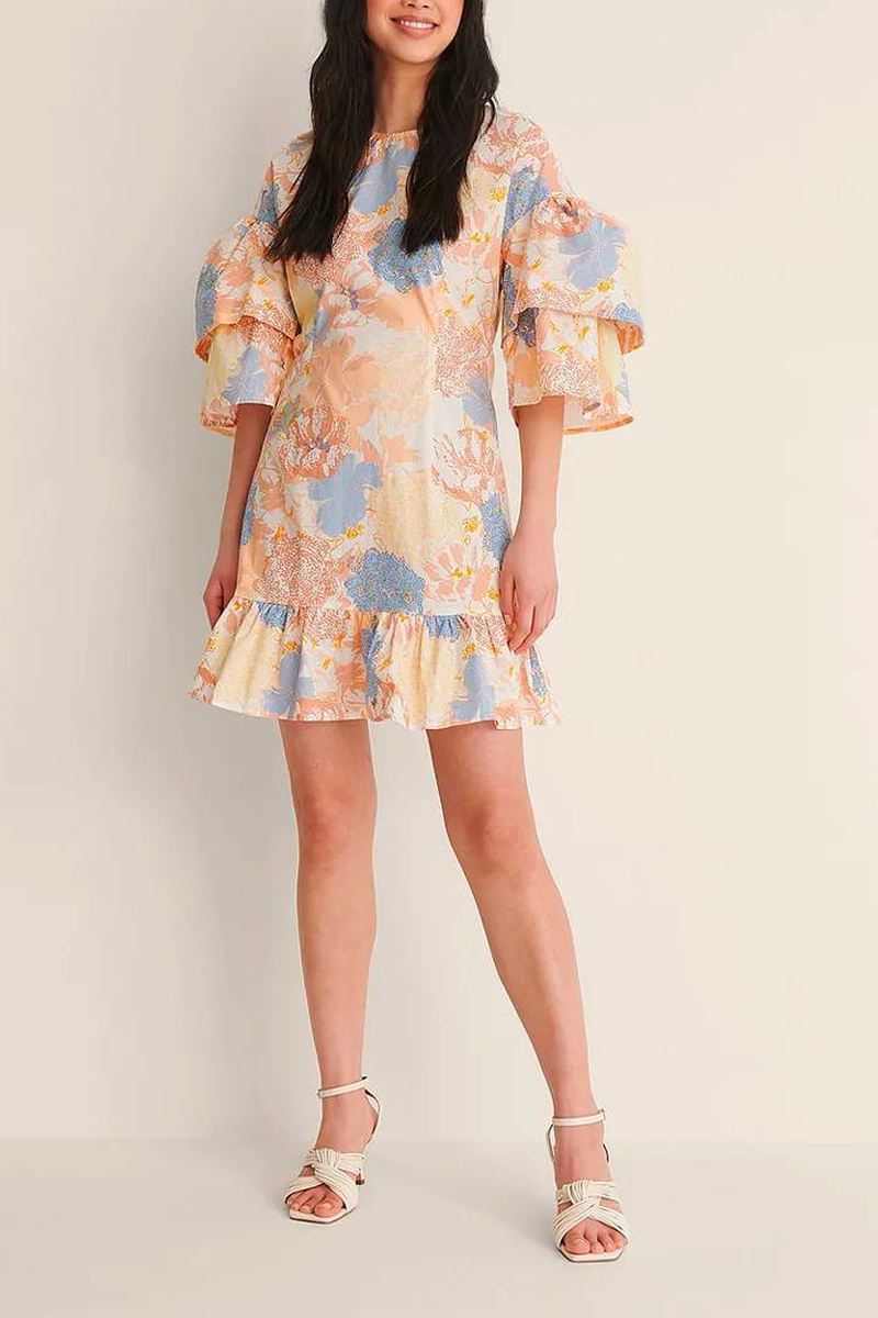 Robe patineuse Saumon et ciel