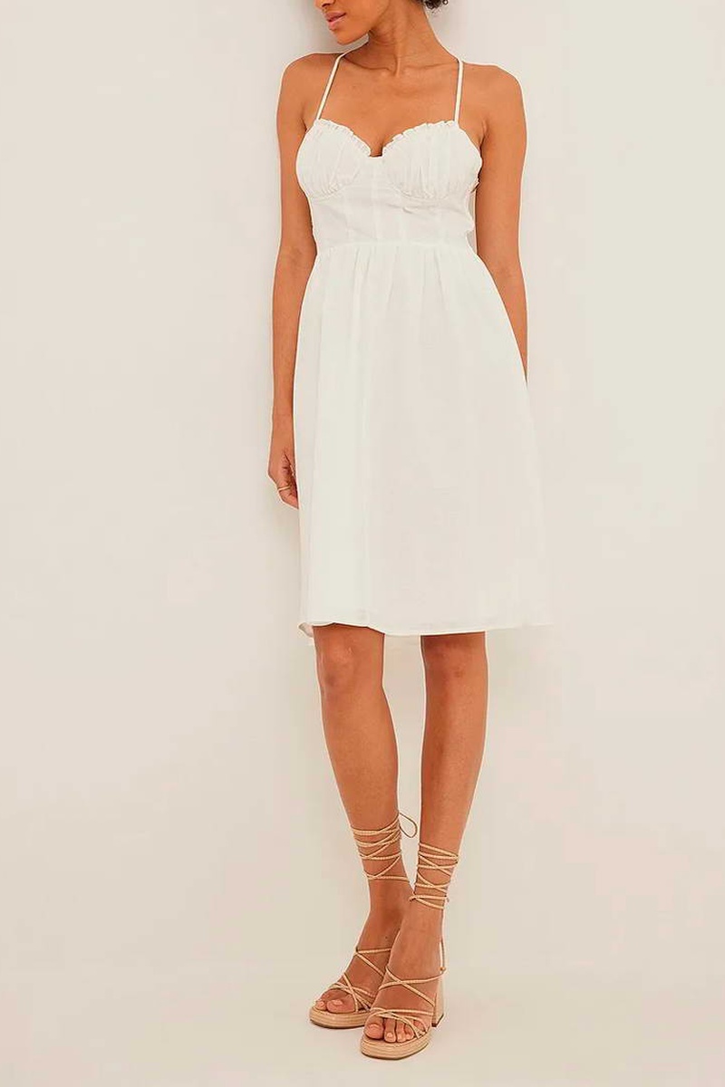 Robe patineuse en lin Blanc