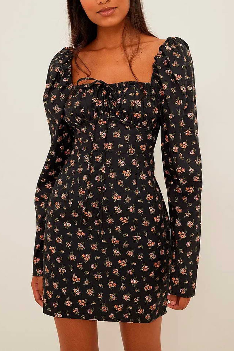 Robe droite en coton biologique Noir et orange