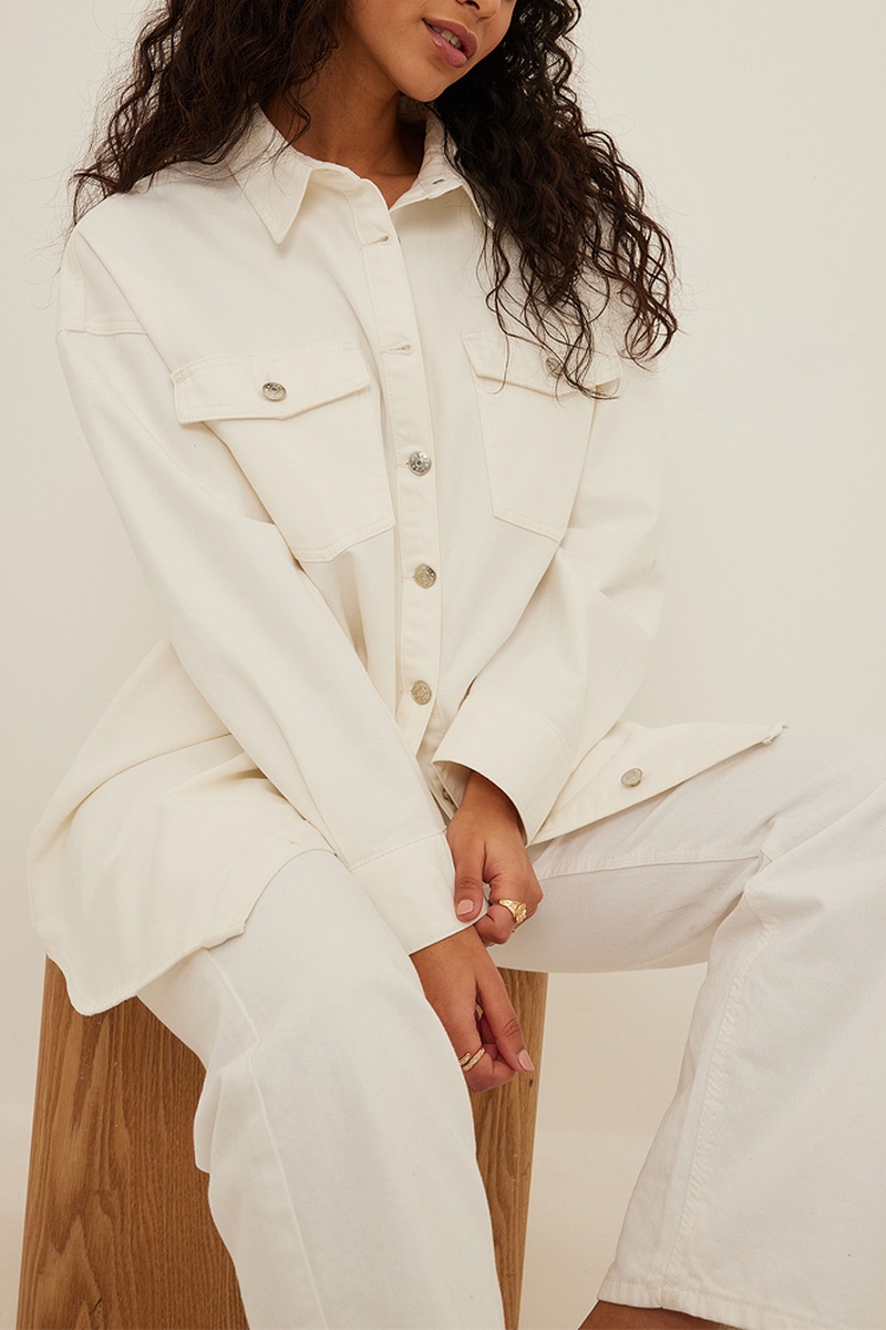 Chemisier oversize en jean en coton biologique Ecru