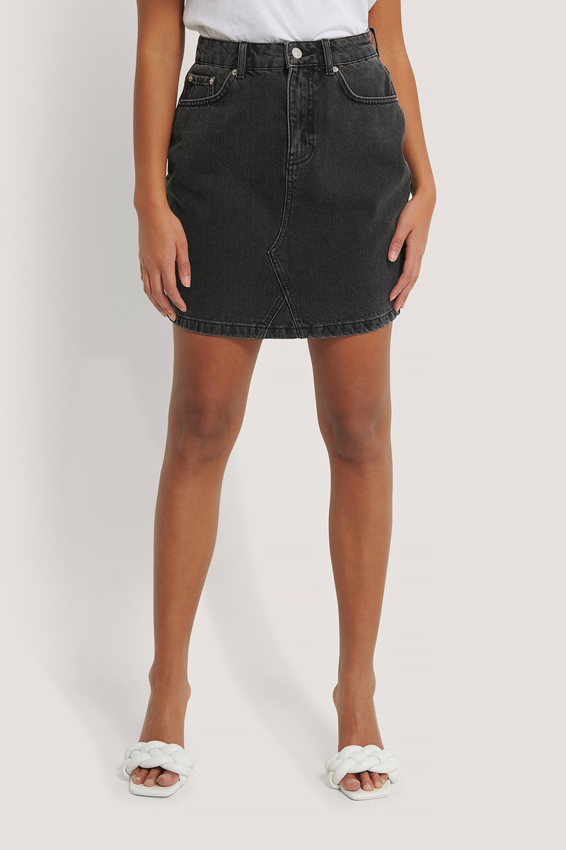 Jupe droite en jean Noir