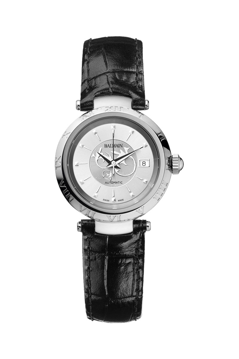 Montre automatique en cuir Classica Lady - Noir et argenté