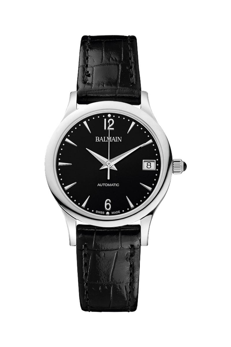 Montre automatique en cuir Classic R Lady - Noir et argenté