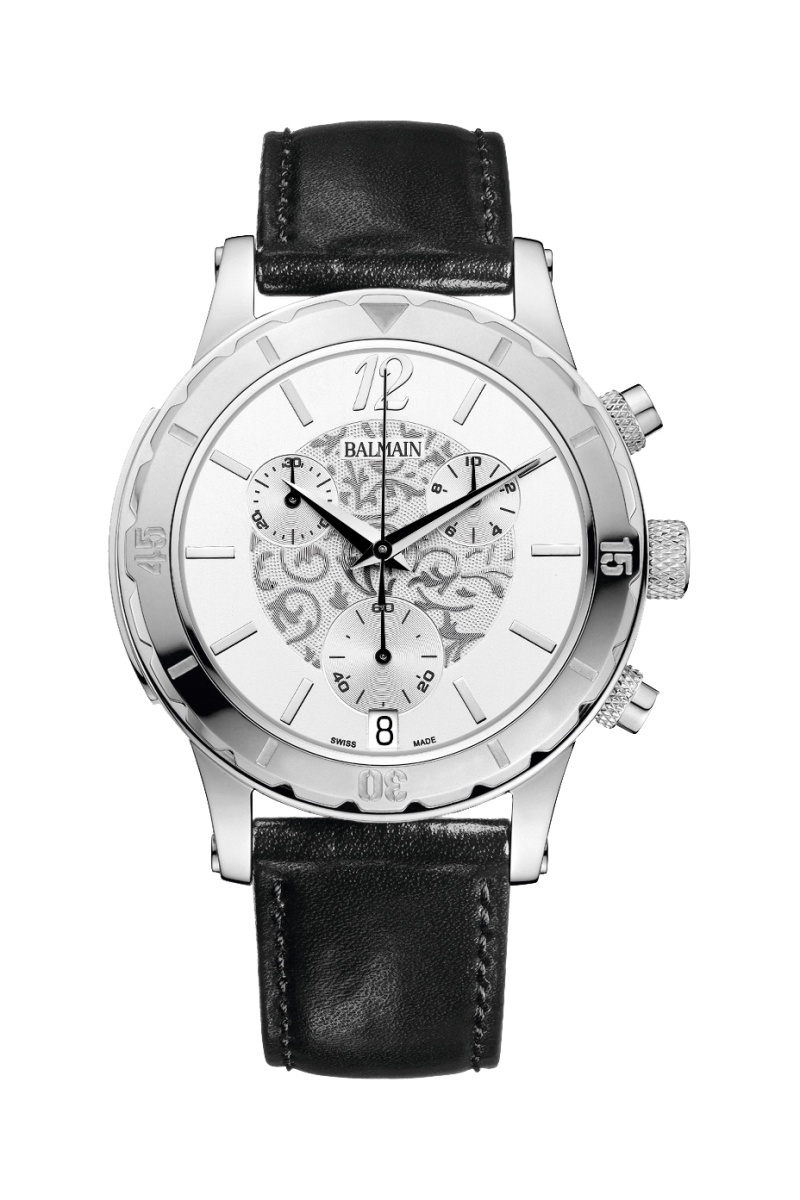 Montre à quartz en cuir Chrono Lady Grande - Chronographe - Noir et argenté