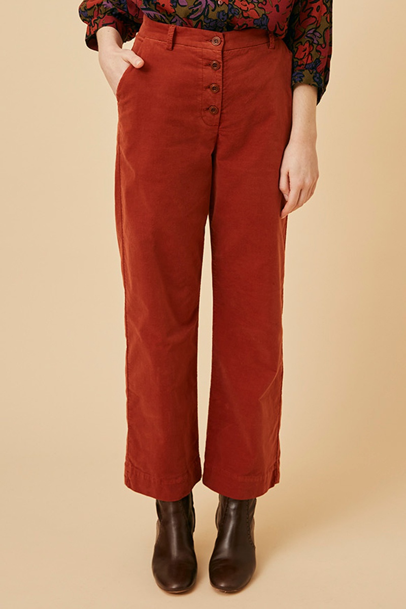 Pantalon taille haute Sergio - Rouge brique