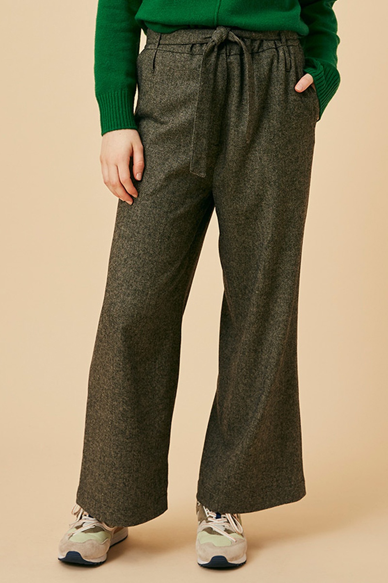 Pantalon en laine Spencer - Vert chiné