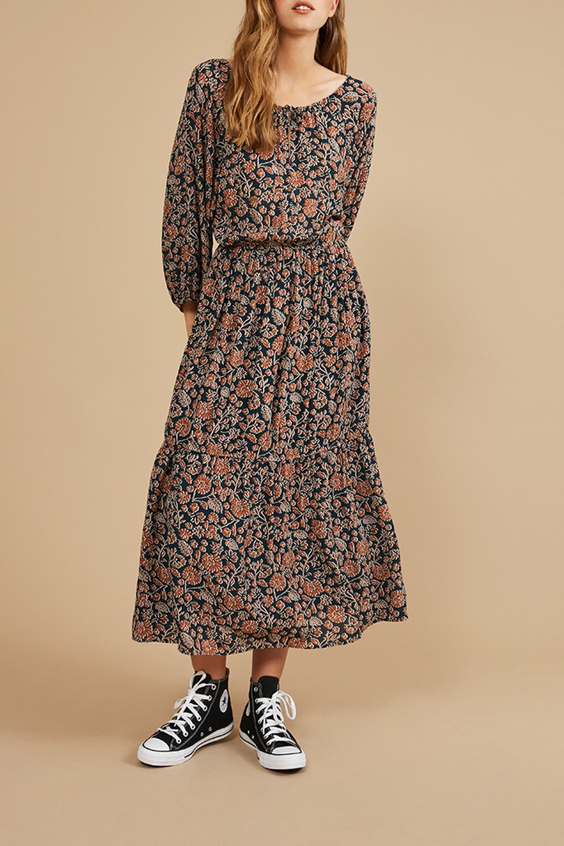 Robe midi Edite Bleu marine