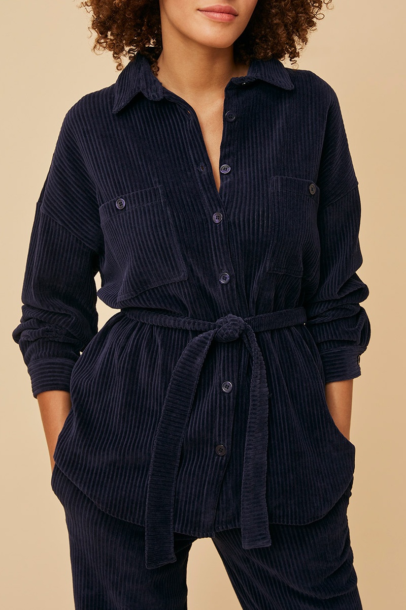 Surchemise en velours Victorine - Bleu marine