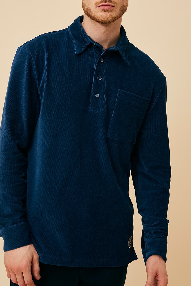 Polo en velours Ned - Bleu marine