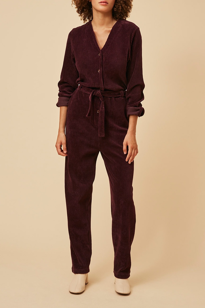 Combinaison en velours Victoria - Bordeaux