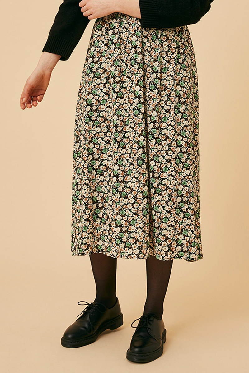 Jupe midi taille haute Semine - Vert et beige