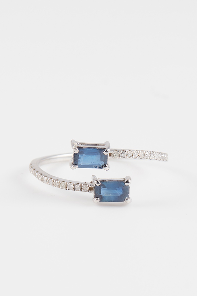 Bague Or blanc, saphirs et diamants