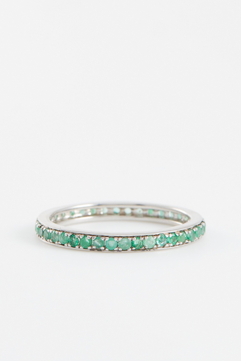 Alliance Or blanc et émeraudes